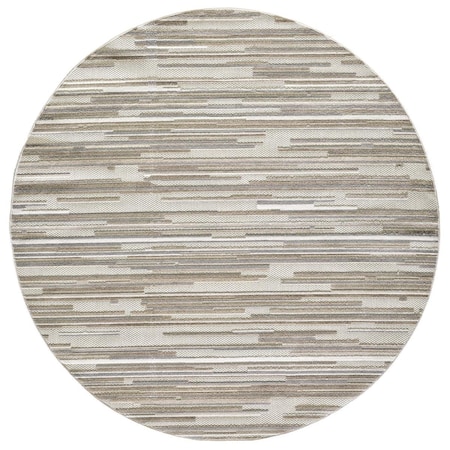 Palacedesigns 8 ft. Round Gray Abstract Striped Indoor or Outdoor Area Rug - Grey - 8 ft. PA3675692